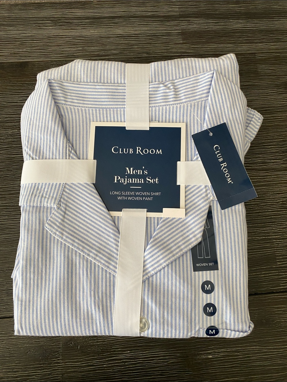 Club Room Men's Blue & White Striped Pajama Shirt